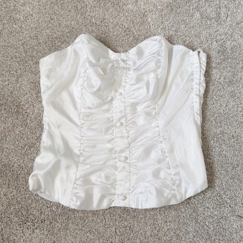 Vintage White Satin Corset Top Size 42 (M)